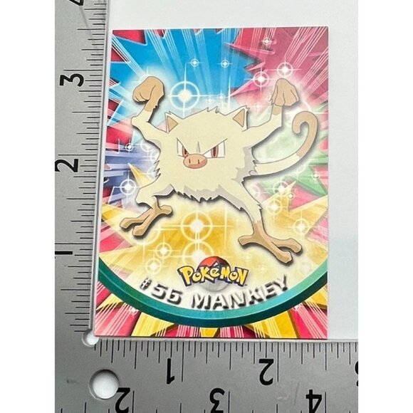 Mankey Pokemon Card Topps #56 TV Animation Edition Series Green Logo - Picture 3 of 5